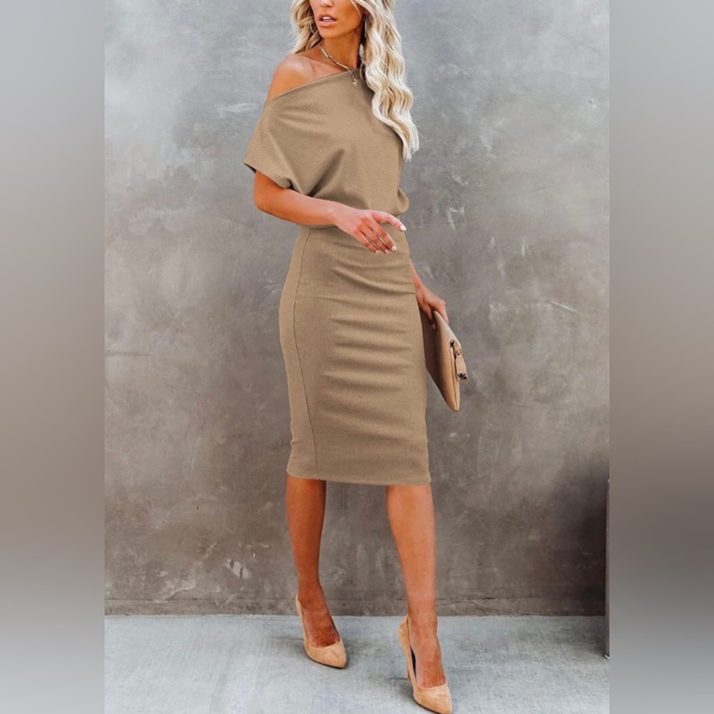 NWT Off The Shoulder Bodycon Ribbed Dress Size XL - Picture 3 of 6